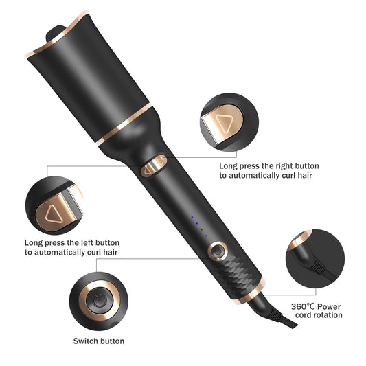 Automatic Rotating Ceramic Hair Curler with Negative Ion Technology