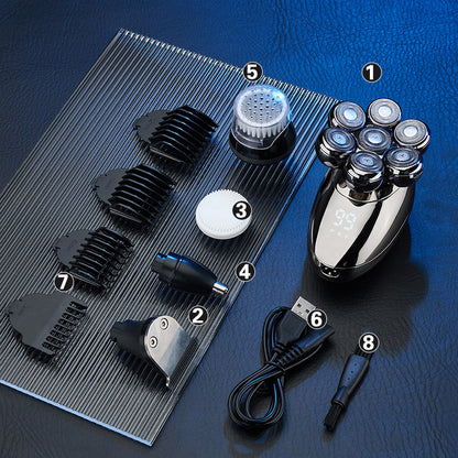 Electric Head Shaver and Grooming Kit with 7 Floating Heads