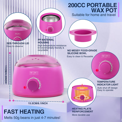 Portable Home Waxing Kit with Non-Stick Silicone Bowl