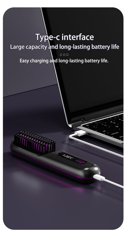 Wireless Portable Hair Straightener Brush with Fast Heating