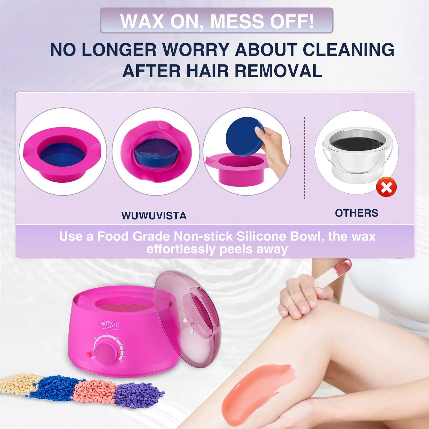 Portable Home Waxing Kit with Non-Stick Silicone Bowl