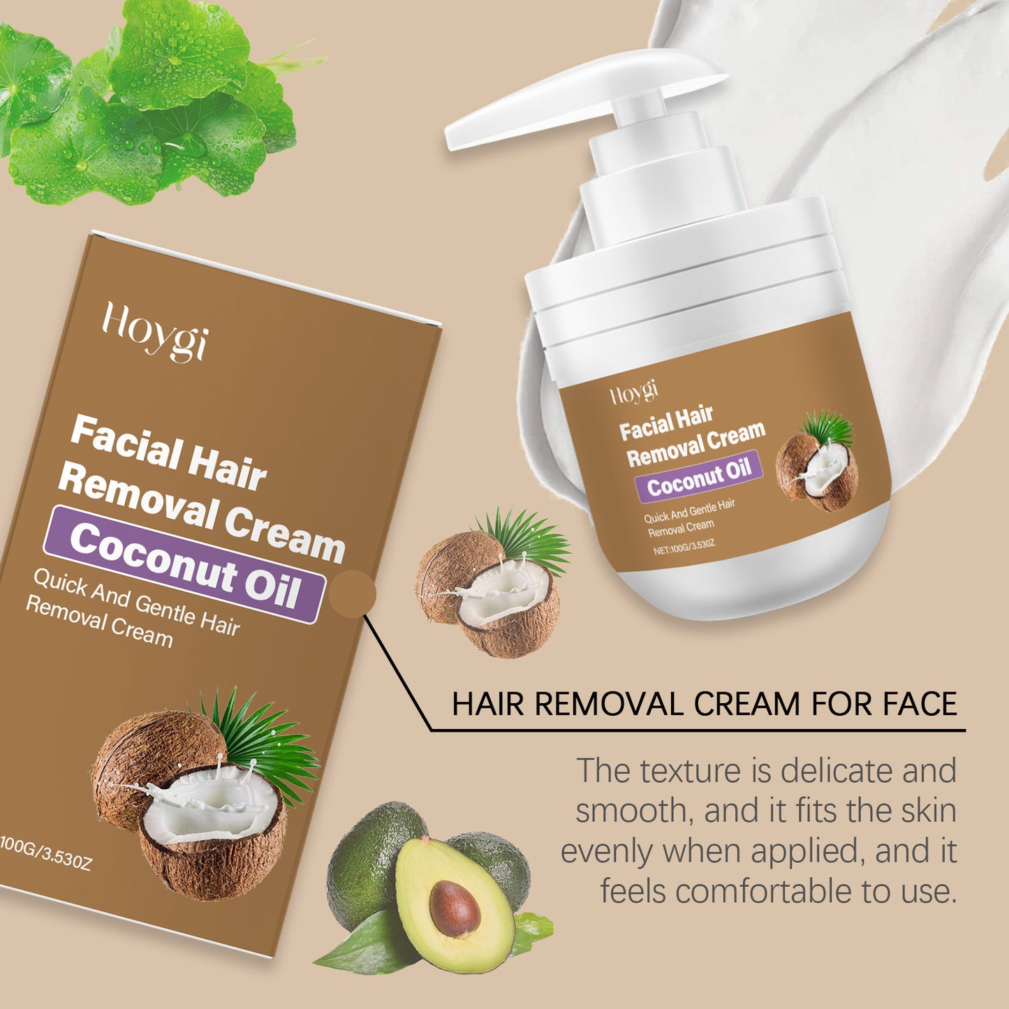 Coconut Oil Gentle Facial Hair Removal Cream
