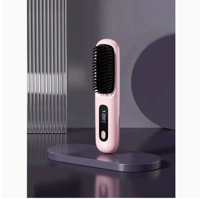 Wireless Portable Hair Straightener Brush with Fast Heating