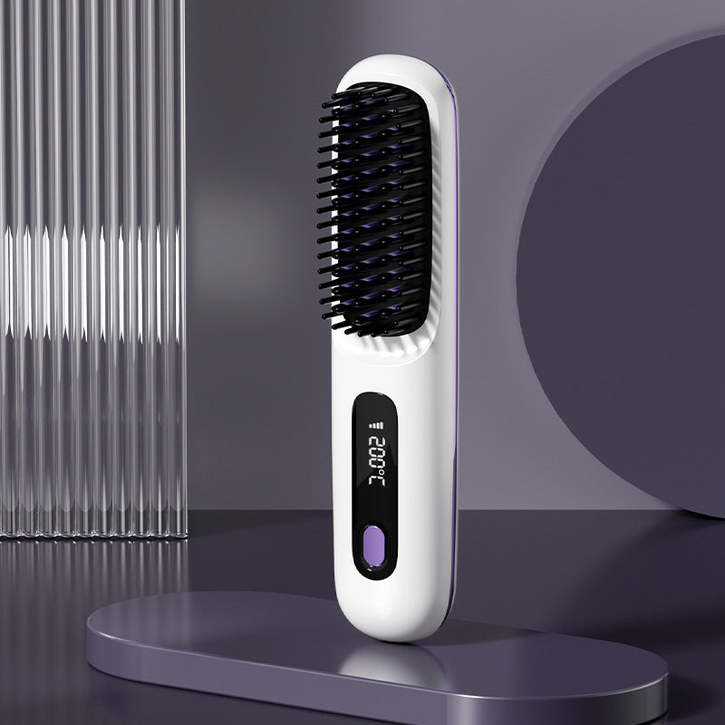 Wireless Portable Hair Straightener Brush with Fast Heating
