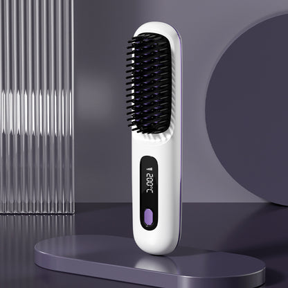 Wireless Portable Hair Straightener Brush with Fast Heating