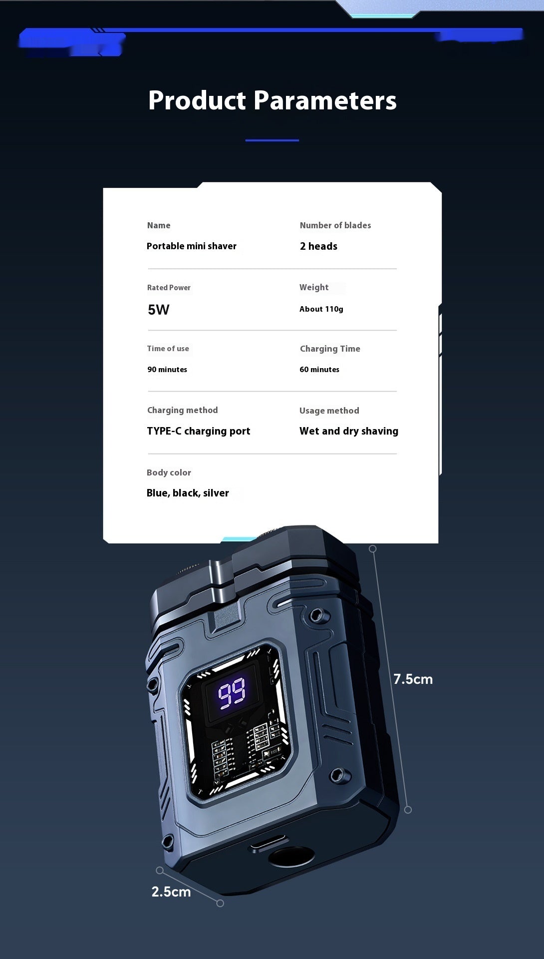 Mecha Style Portable Electric Shaver