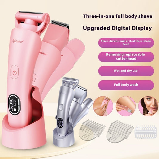 Smart LED Electric Shaver & Body Grooming Kit with Docking Stand