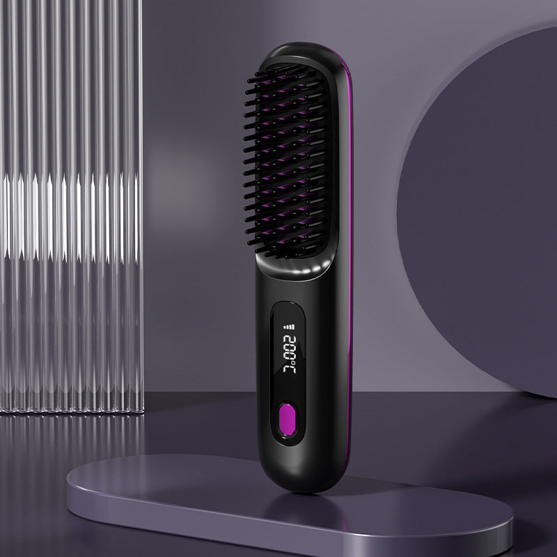 Wireless Portable Hair Straightener Brush with Fast Heating