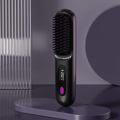 Wireless Portable Hair Straightener Brush with Fast Heating