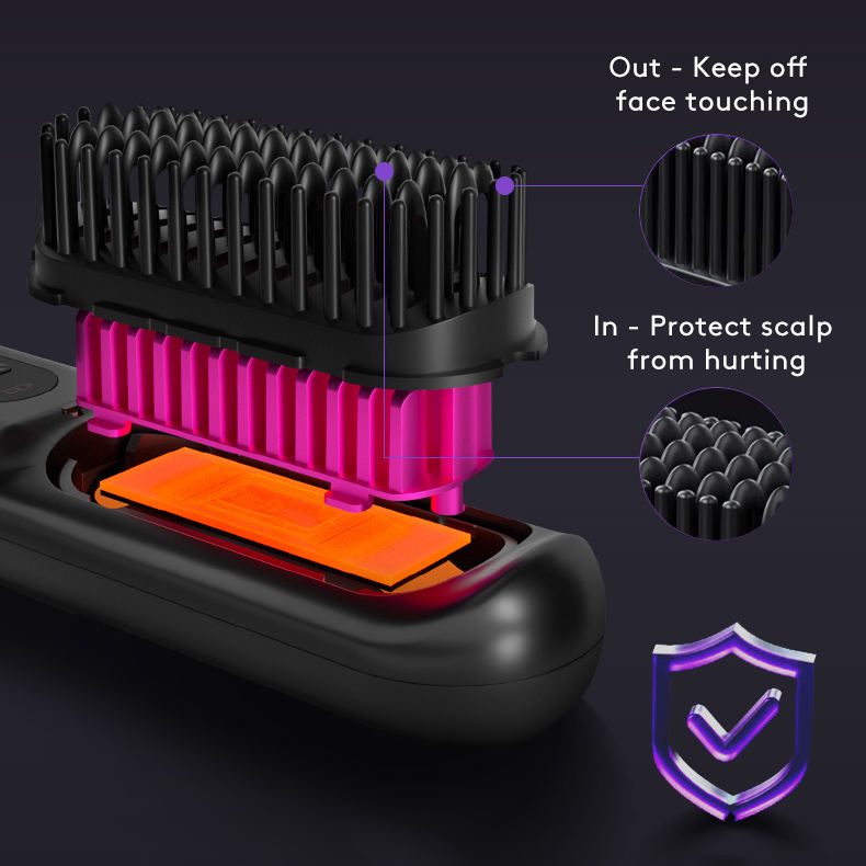 Wireless Portable Hair Straightener Brush with Fast Heating