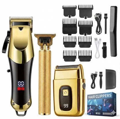 Gold Hair Clipper and Trimmer Barber Set