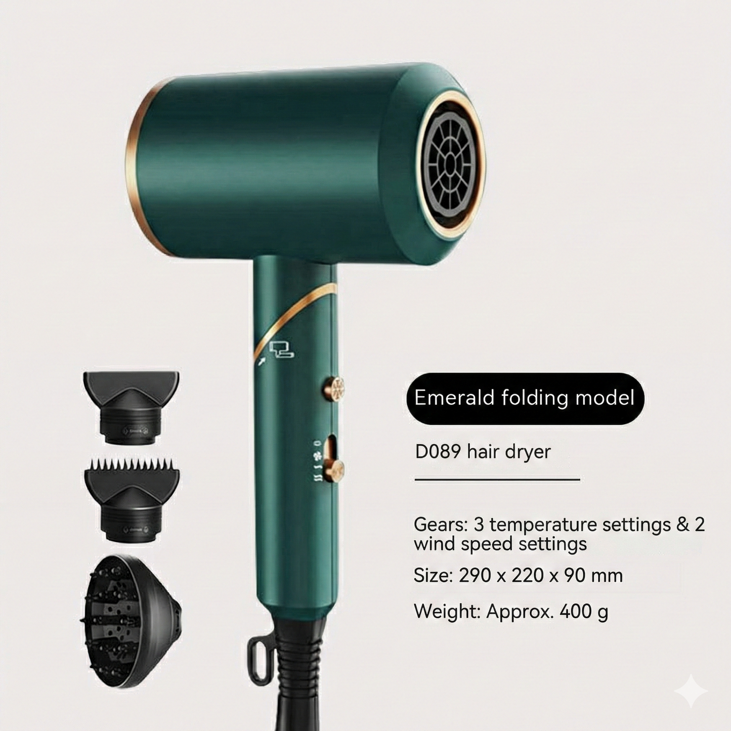 2000W Folding Ionic Hair Dryer