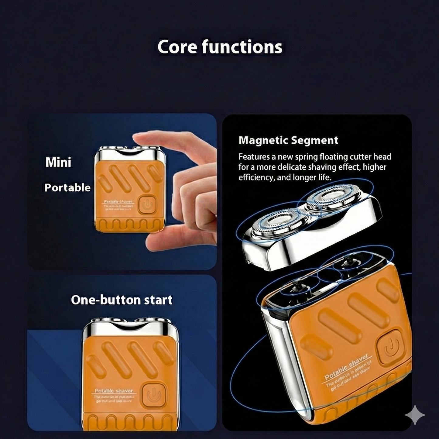 Portable Mini Electric Shaver with Magnetic Head