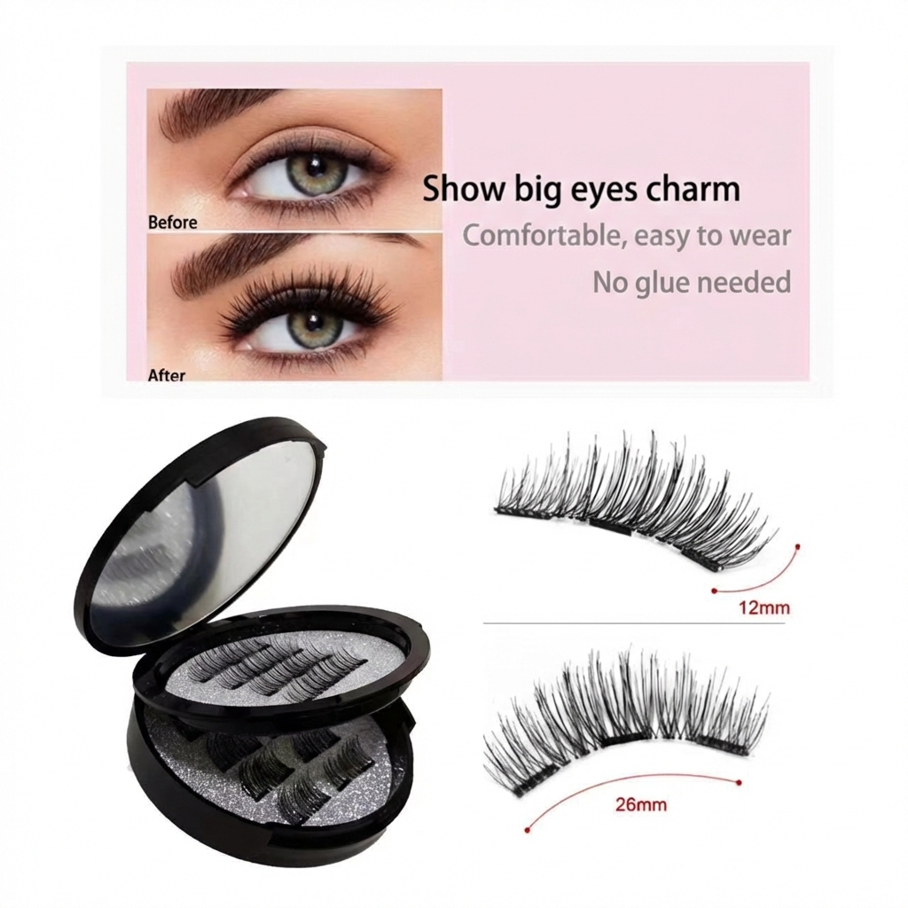 Reusable Magnetic False Eyelashes Kit with Applicator