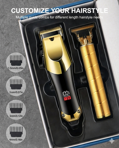 Gold Hair Clipper and Trimmer Barber Set
