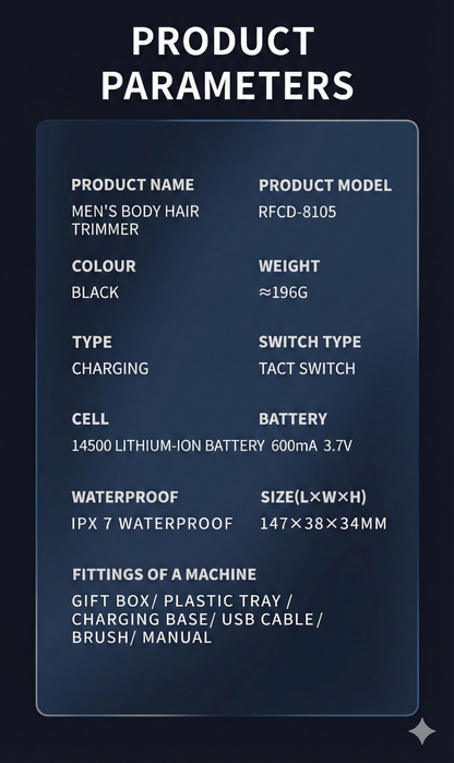 Waterproof Electric Body Groomer with LED Light