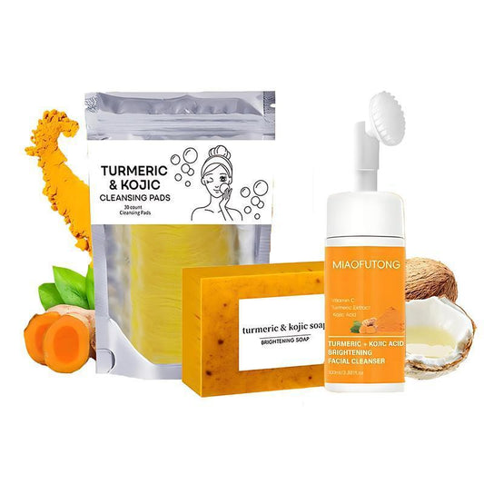 Turmeric & Kojic Acid Glow Collection (Mousse, Soap & Cleansing Pads)