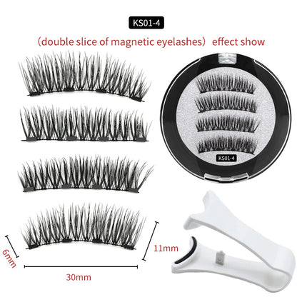 Reusable Magnetic False Eyelashes Kit with Applicator