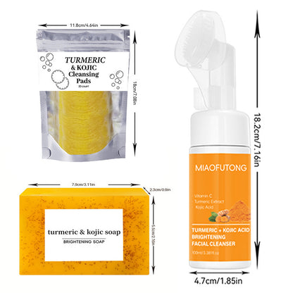 Turmeric & Kojic Acid Glow Collection (Mousse, Soap & Cleansing Pads)