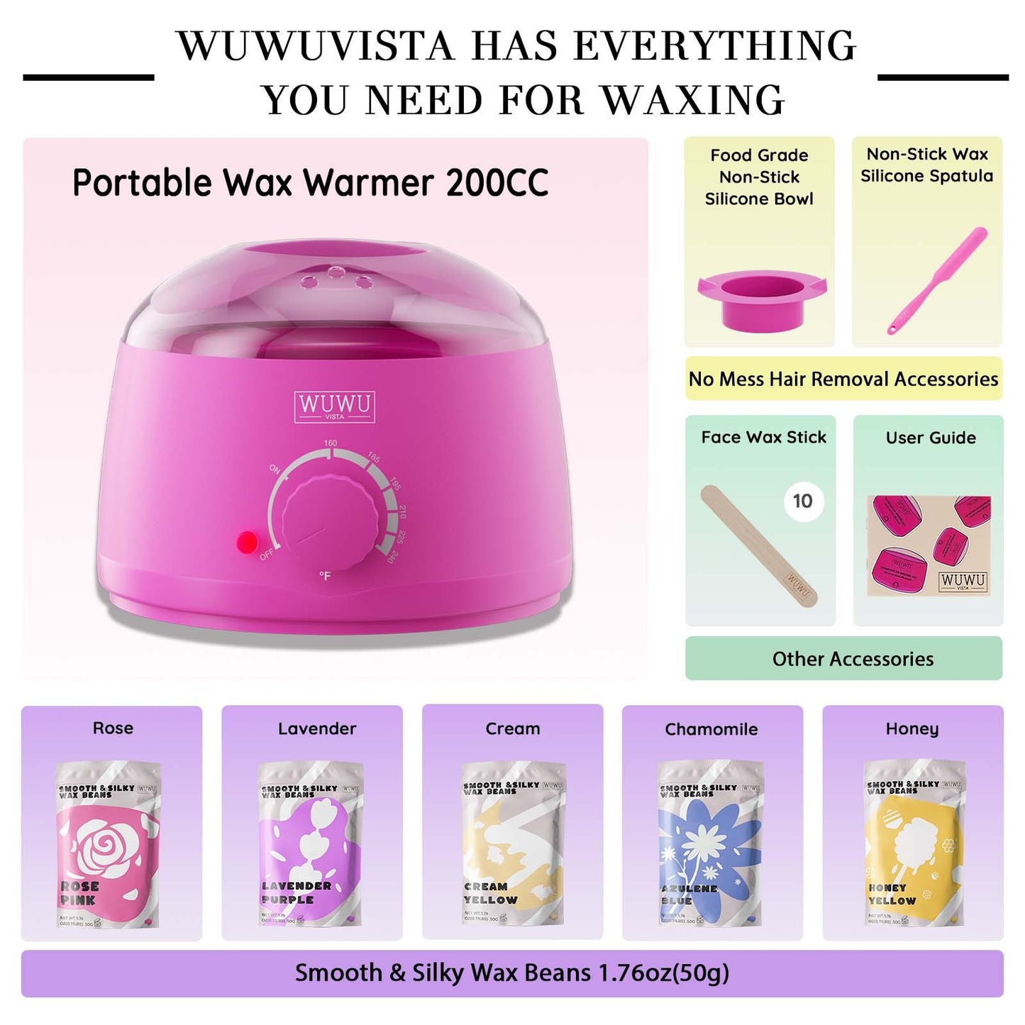 Portable Home Waxing Kit with Non-Stick Silicone Bowl