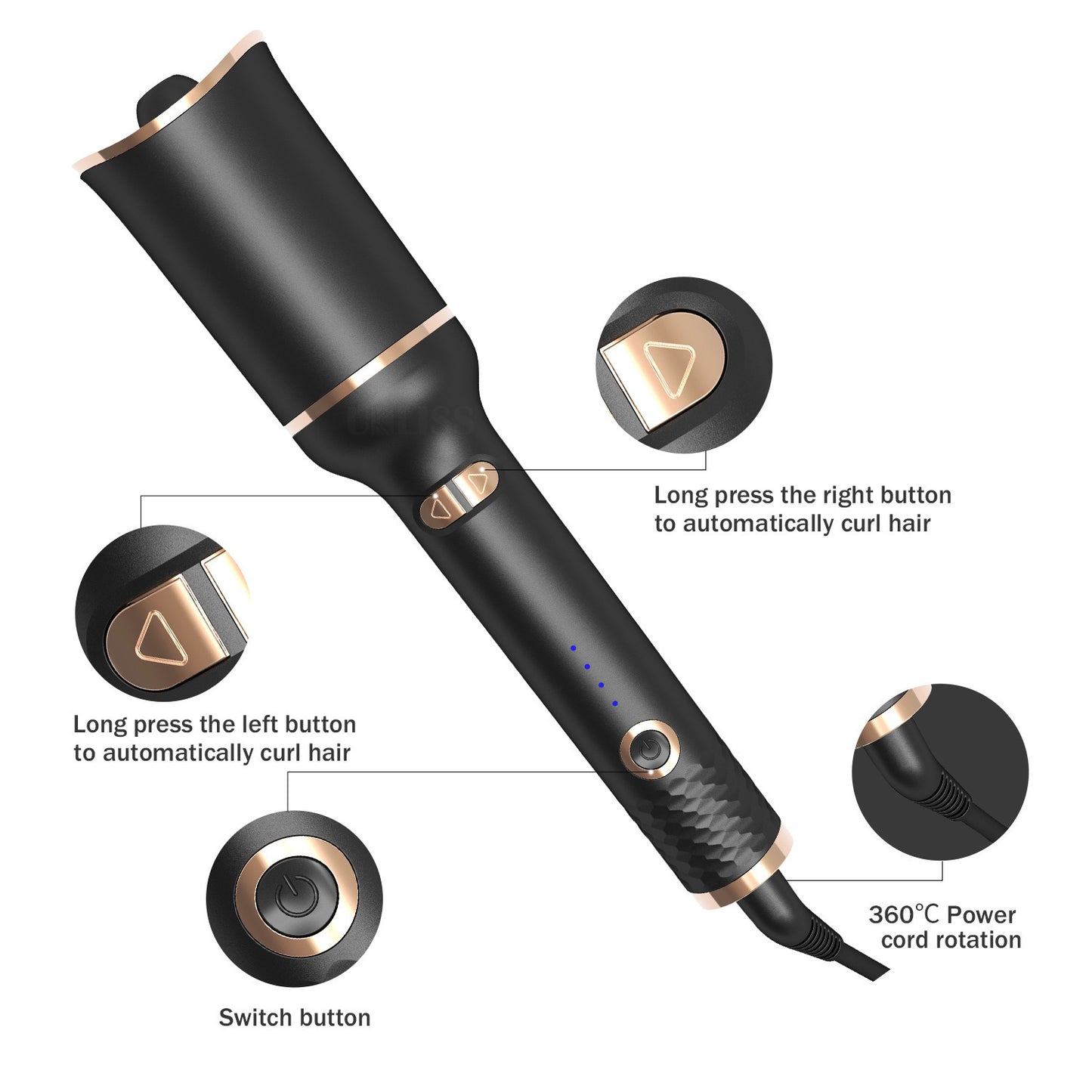 Automatic Rotating Ceramic Hair Curler with Negative Ion Technology
