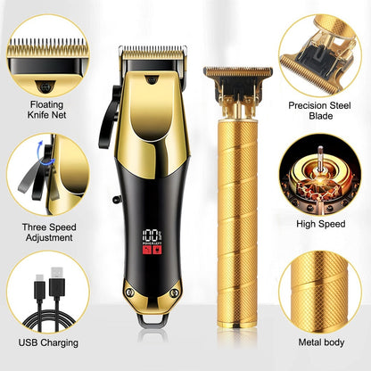 Gold Hair Clipper and Trimmer Barber Set