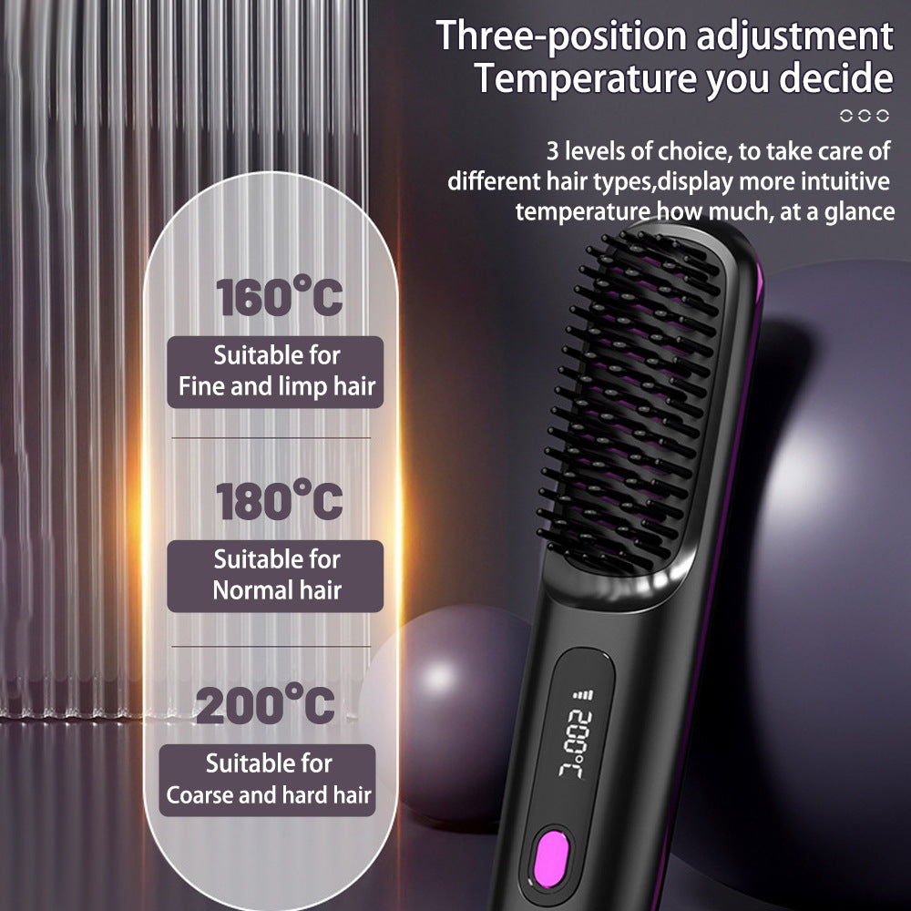 Wireless Portable Hair Straightener Brush with Fast Heating